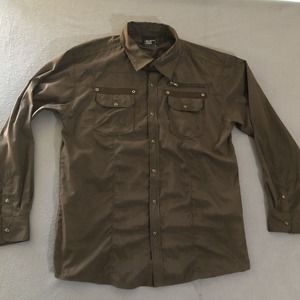 Akcess Ak:Cess Long Sleeve Brown Check Pearl Snap Button Front Shirt Mens XXL